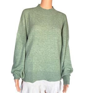 NWT Fat Face Size 14 Green Wool Blend Mock Turtleneck Sweater British
